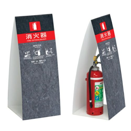 オリジナルの消火器収納としてスマートに演出 スタンド看板